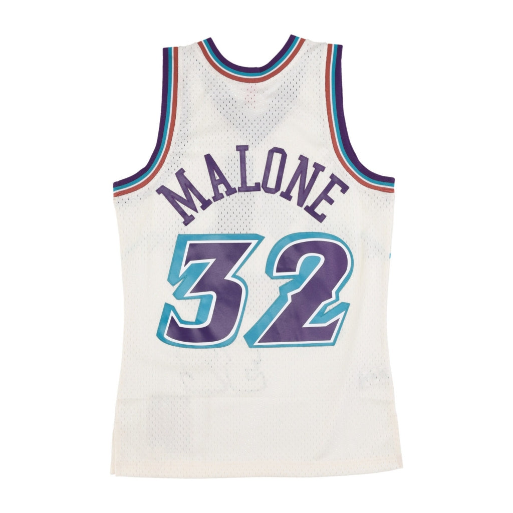 Men's Mitchell & Ness Cream Team Color Swingman Jersey Jazz 1996 Karl Malone