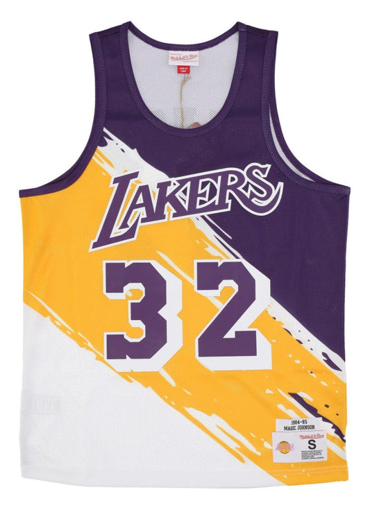 Men's Mitchell & Ness Paint Brush Nn Mesh Tank Lakers Magic Johnson