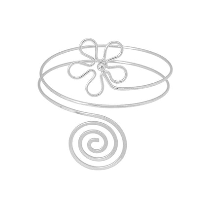 Silvertone Floral Swirl Arm Cuff