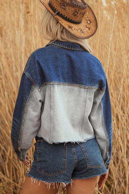 Threaded Pear Kikki Detail Distress Denim Jacket