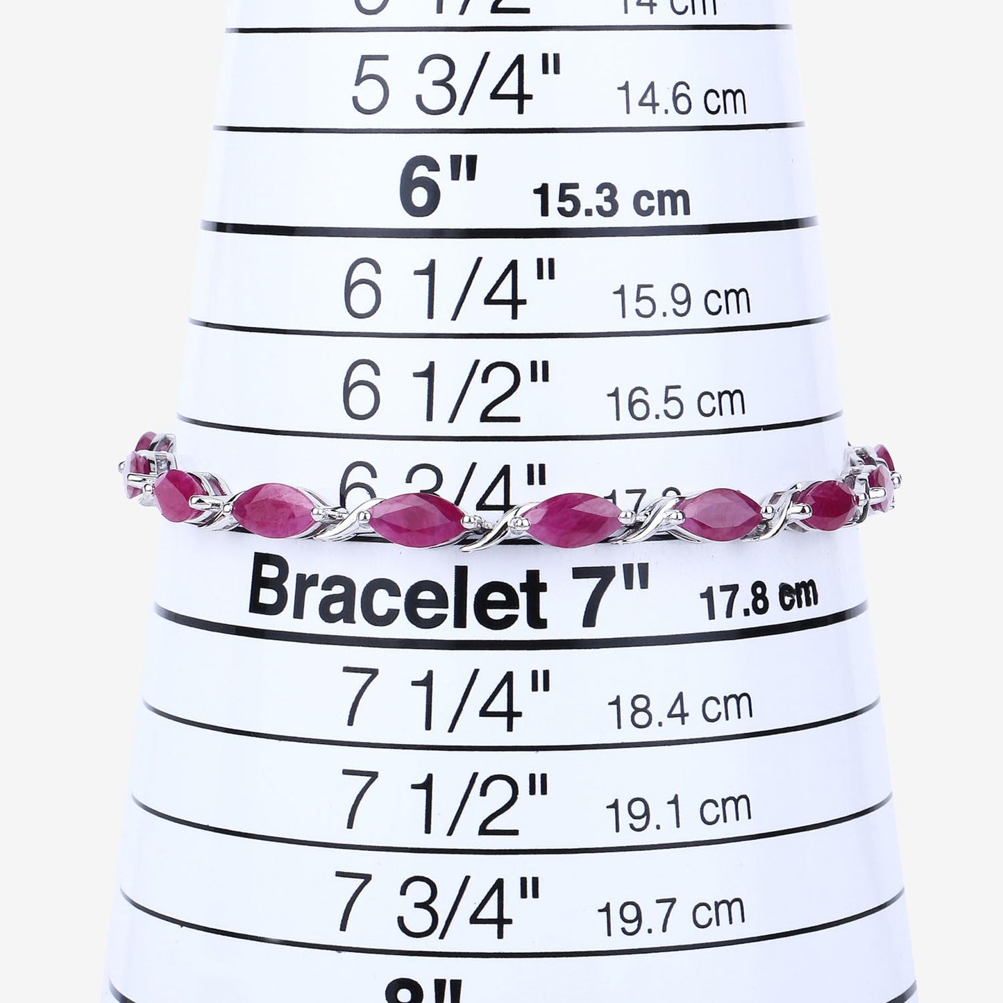 Marquise Pink Ruby Prong 10K White Gold Tennis Bracelet