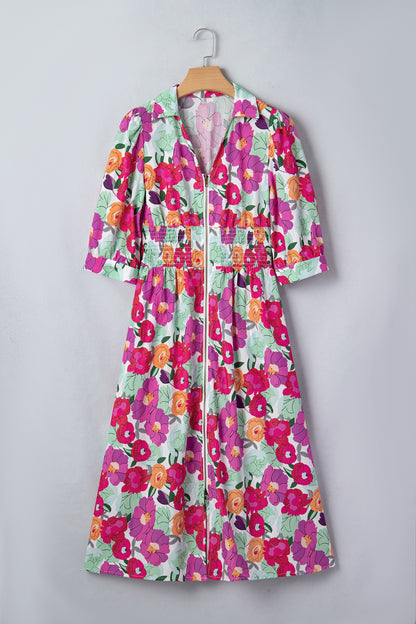 Threaded Pear Lisa Puffy Half Sleeve Dress