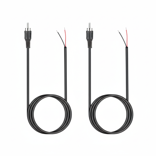 Prime Goods 2-Pack 10 FT RCA Male Plug to Bare Wire Audio Speaker Subwoofer HDTV Cable Cord - Black