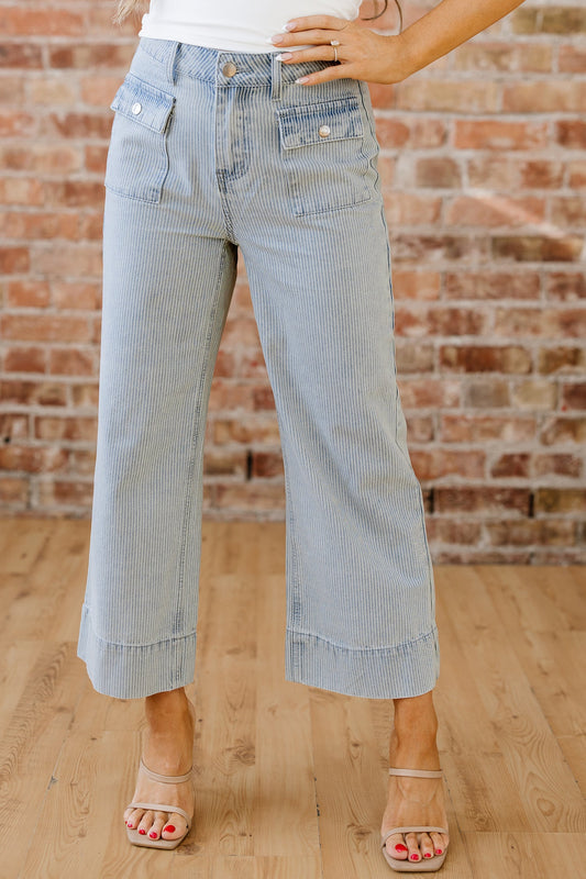 Threaded Pear Eve Hem Wide Leg Jeans