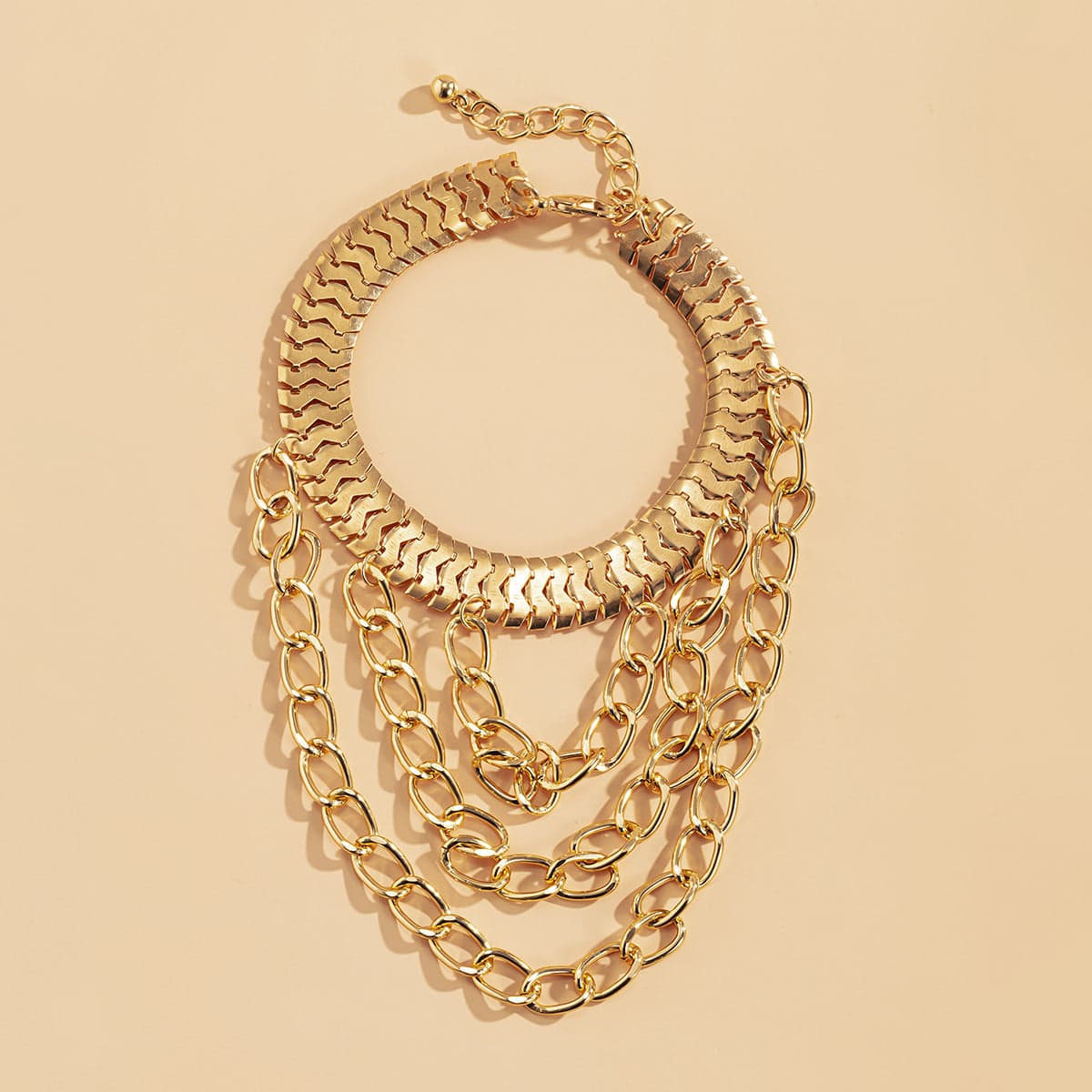 Goldtone Snake Chain Layered-Tassel Anklet