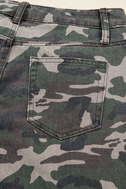 Peyton Camo Multi Pocket Cargo Wide Leg Jeans