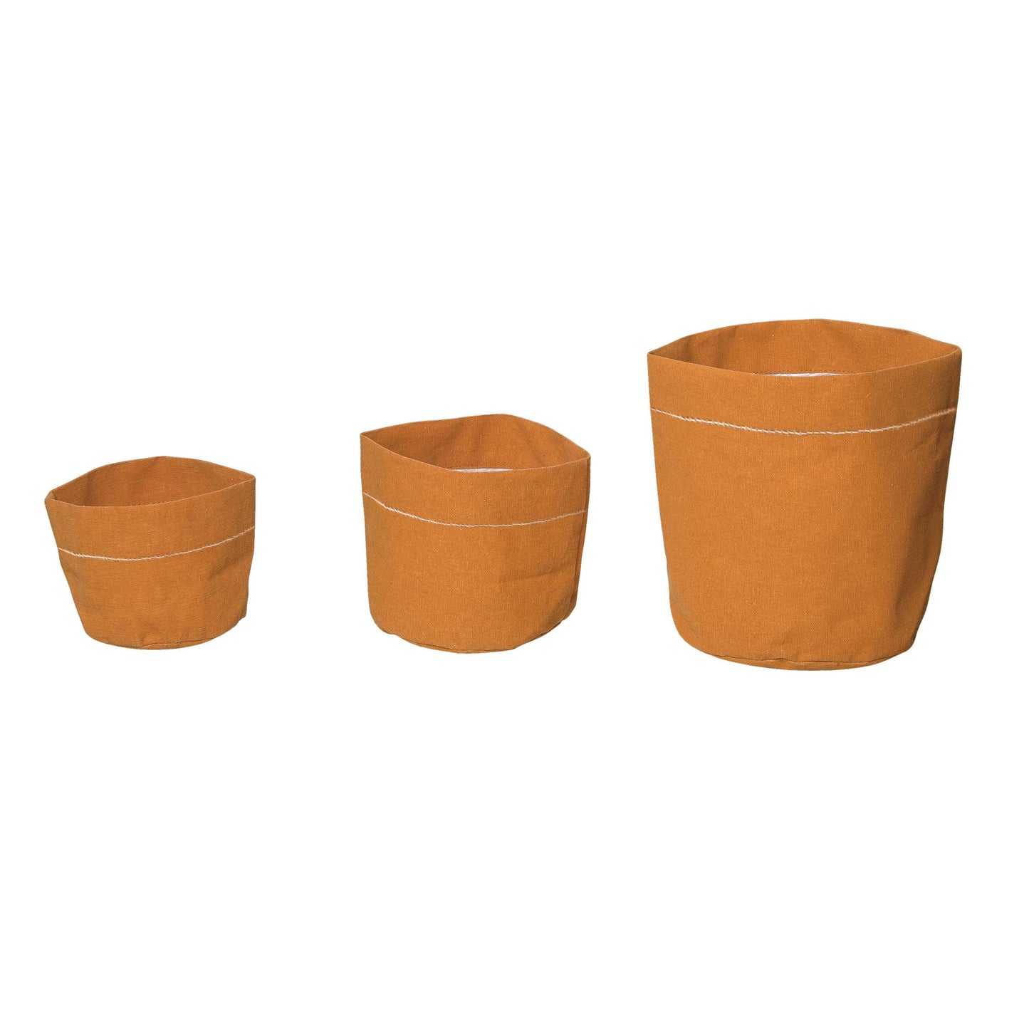 Canvas 7.87 in Orange Spring Planters with Liner Set of 3 Perfect for Your Spring Decor