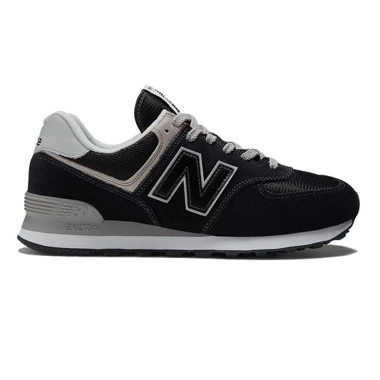 New Balance 574 Core Mens Sneakers — Black/White Suede Low-Top