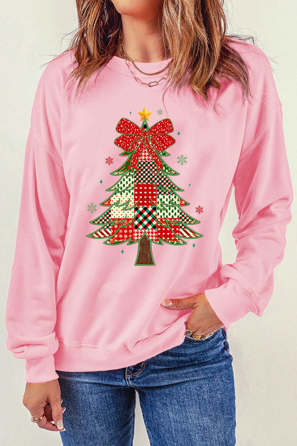 Presley Tree Drop Shoulder Sweatshirt - Pink / 2XL - 20/22