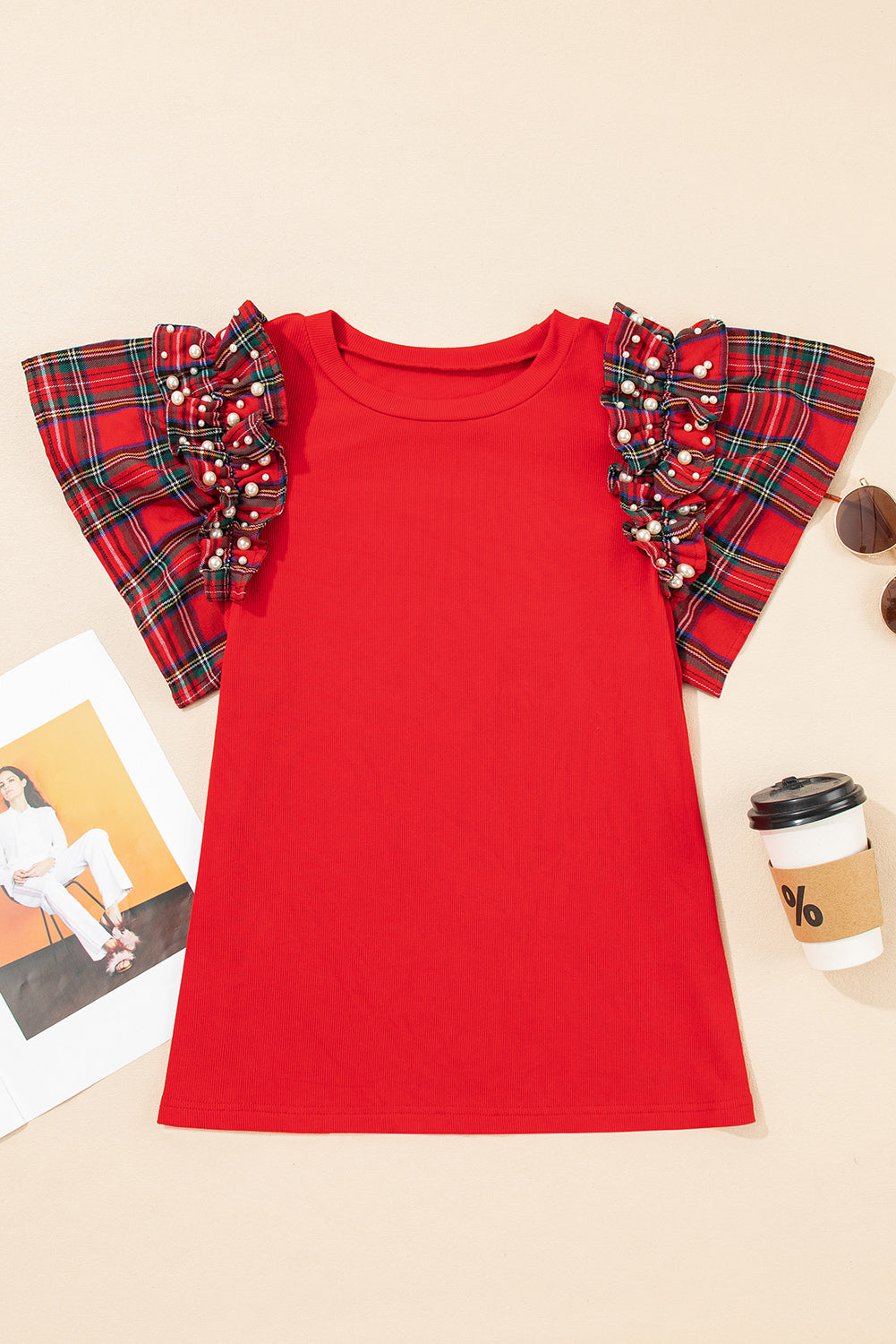 Threaded Pear Beatriz Ruffle Short Sleeve PLUS Blouse