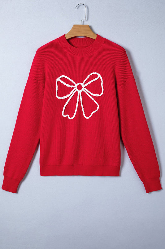 Threaded Pear Arya Embroidered Graphic Ribbed Sweater