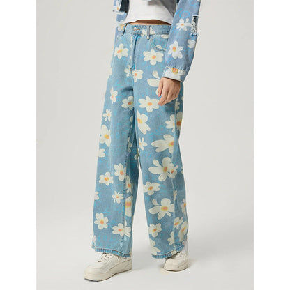 🌸 Women's Vintage Floral Print Straight-Leg Jeans