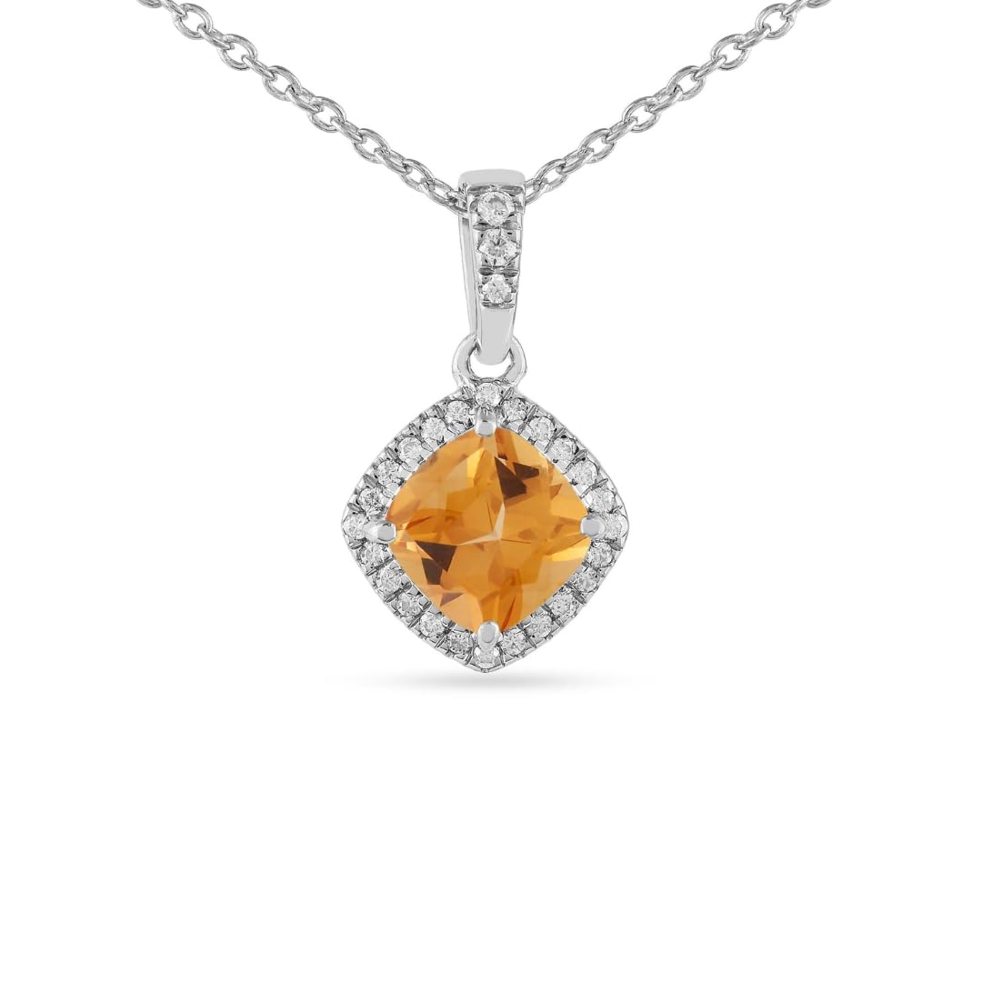 Silver Natural Cushion Citrine Earrings and Necklace Jewelry Sets