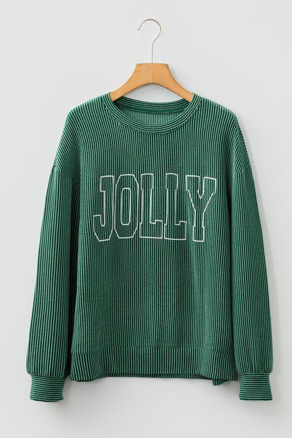 Threaded Pear Ximena Letter Graphic Loose Long Sleeve Top