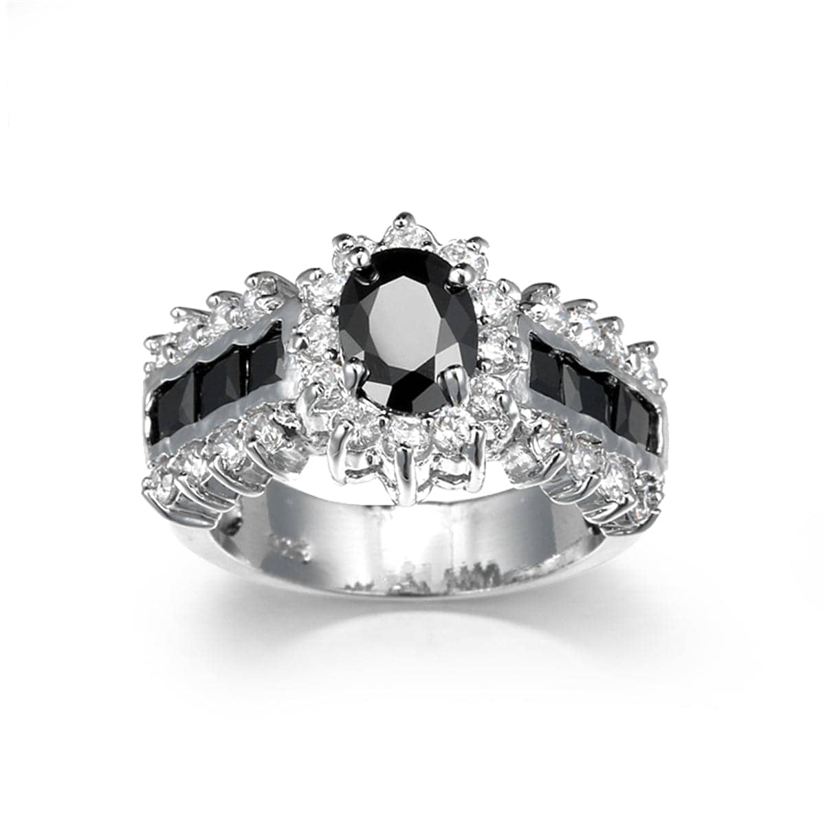 Black Crystal & Cubic Zirconia Oval-Cut Ring-10