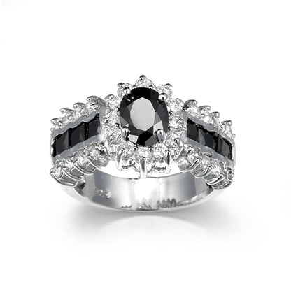 Black Crystal & Cubic Zirconia Oval-Cut Ring-10