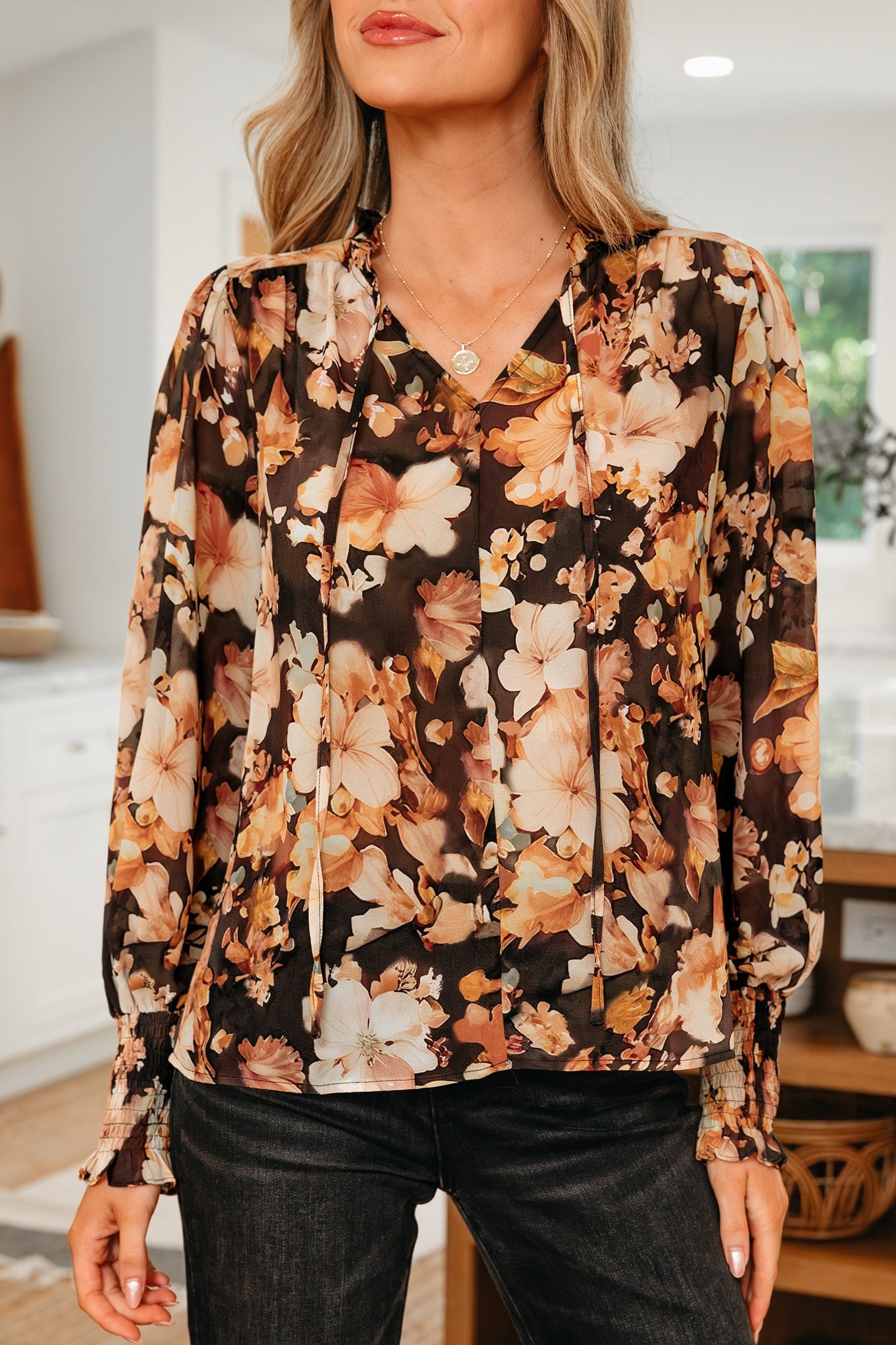 Threaded Pear Cali Puff Sleeve Breezy Blouse
