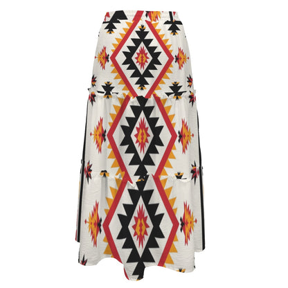 Baha Ranch San Antonio Aztec Tiered Prairie Maxi Skirt
