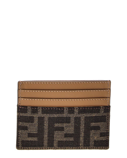 Fendi Baguette Ff Jacquard & Leather Card Case