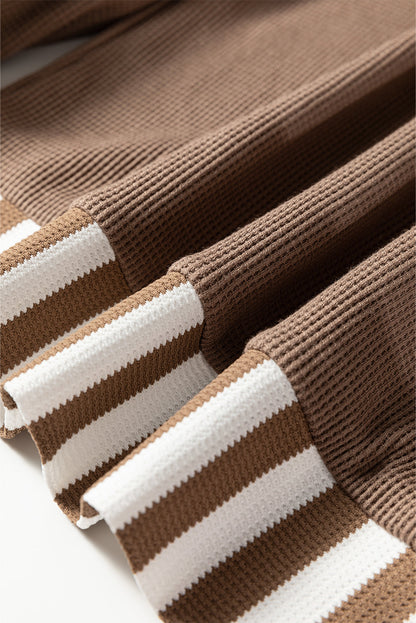 Threaded Pear Tilly Striped Patchwork Drawstring Hoodie