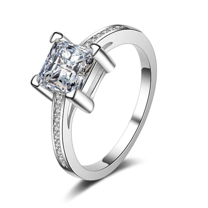 Cubic Zirconia & Crystal Princess-Cut Ring-4