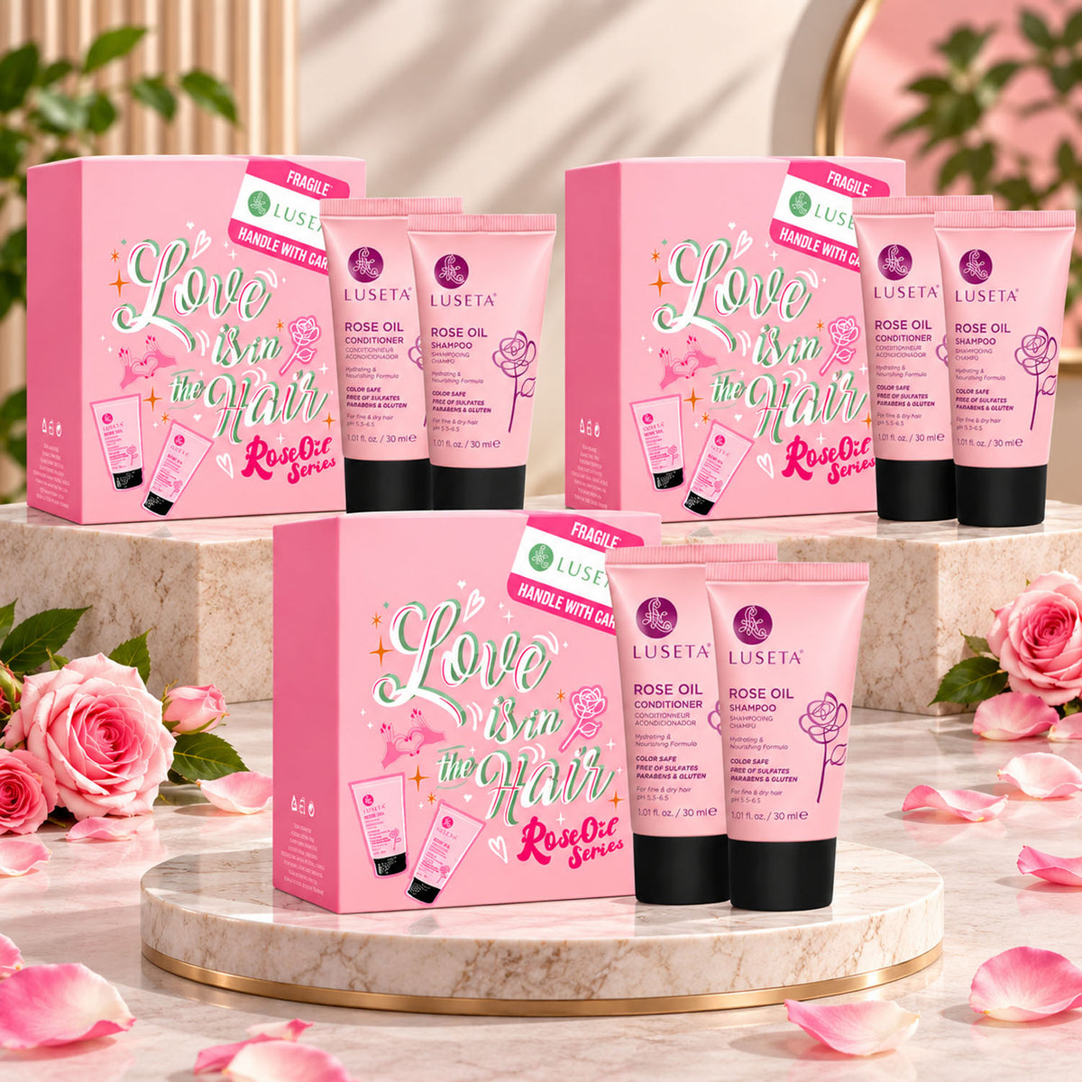 Luseta Beauty Rose Oil Travel Set 2 X 1.01oz SET OF 3