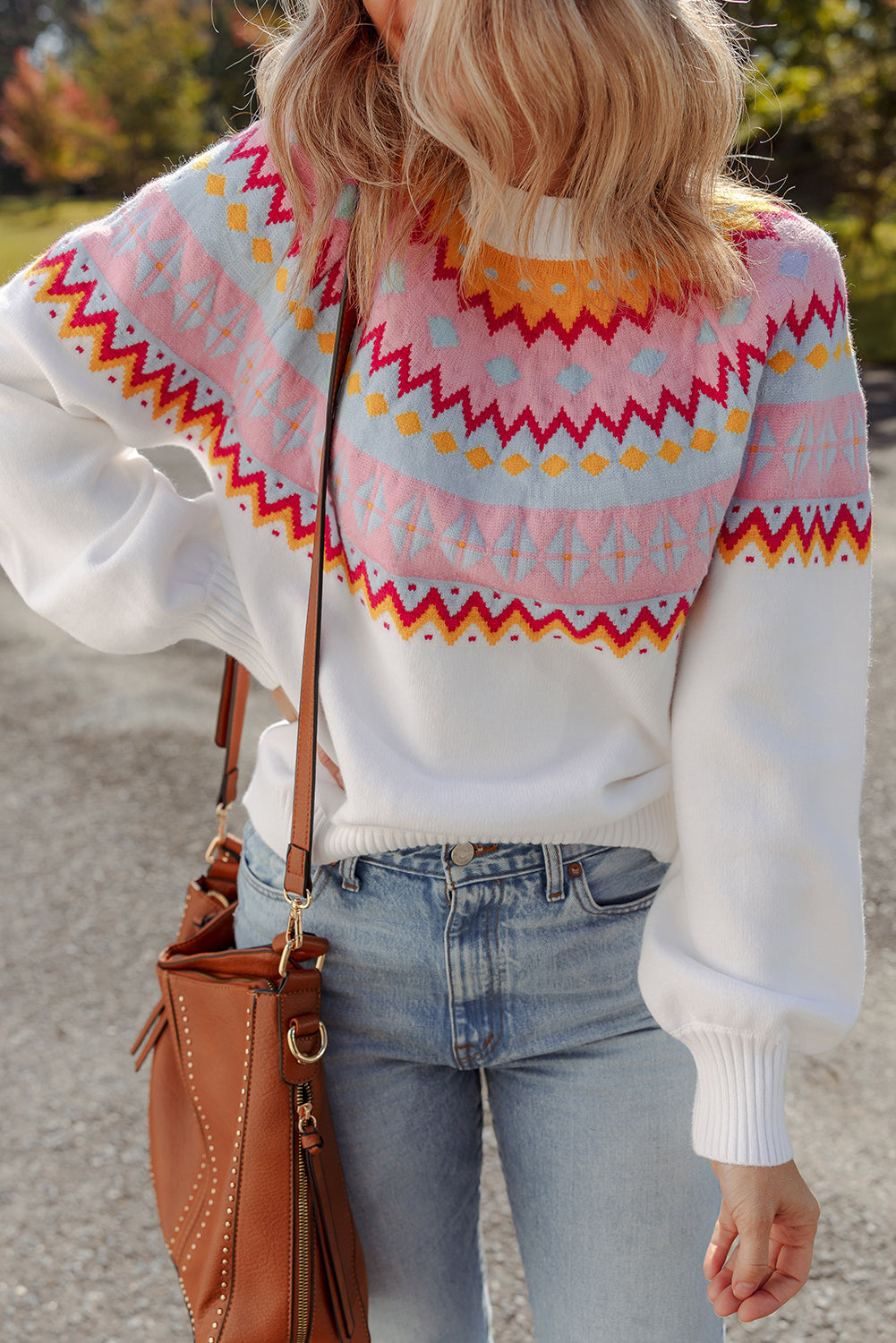 Threaded Pear Avery Print Drop Shoulder Sweater