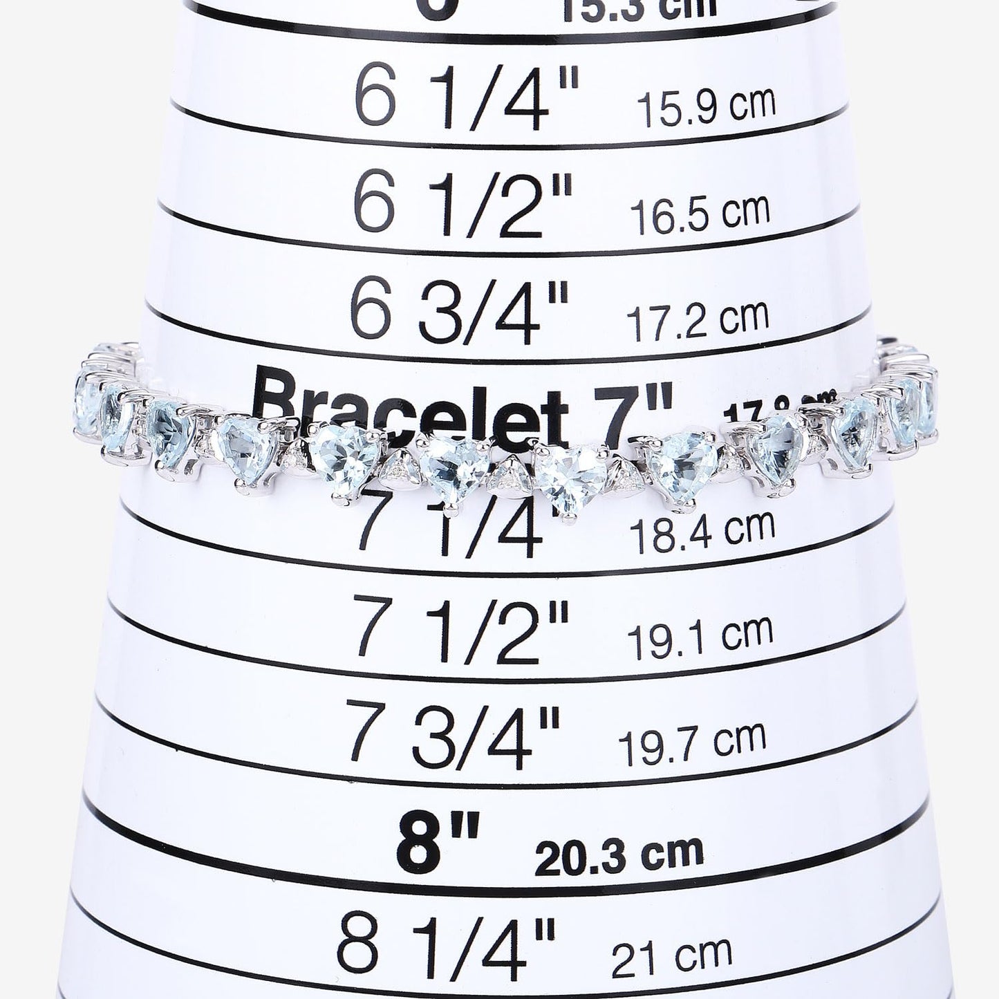 Heart Blue Aquamarine & Diamond Prong Silver Box Clasp Tennis Bracelet