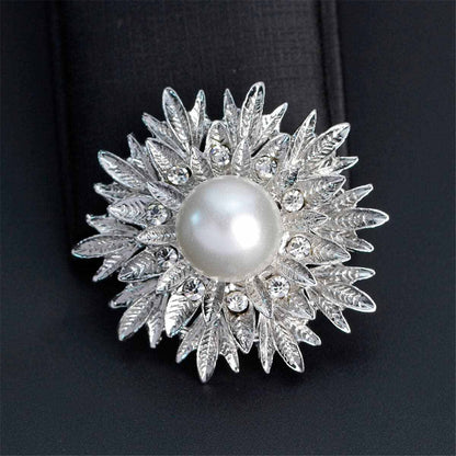 Cubic Zirconia & Silvertone Botany Brooch
