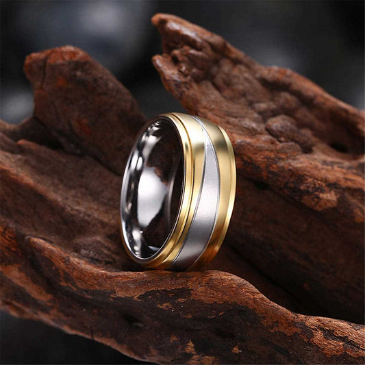 Silvertone & Goldtone Rounded Band Ring