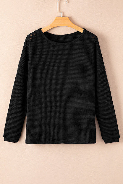 Threaded Pear Avery Knit Drop Shoulder Long Sleeve Top