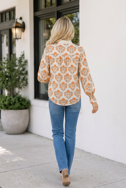 Threaded Pear Piper Long Sleeve Blouse Long Sleeve Top