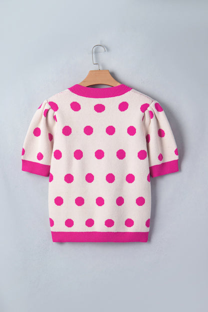 Threaded Pear Alexia Puff Short Sleeve Sweater