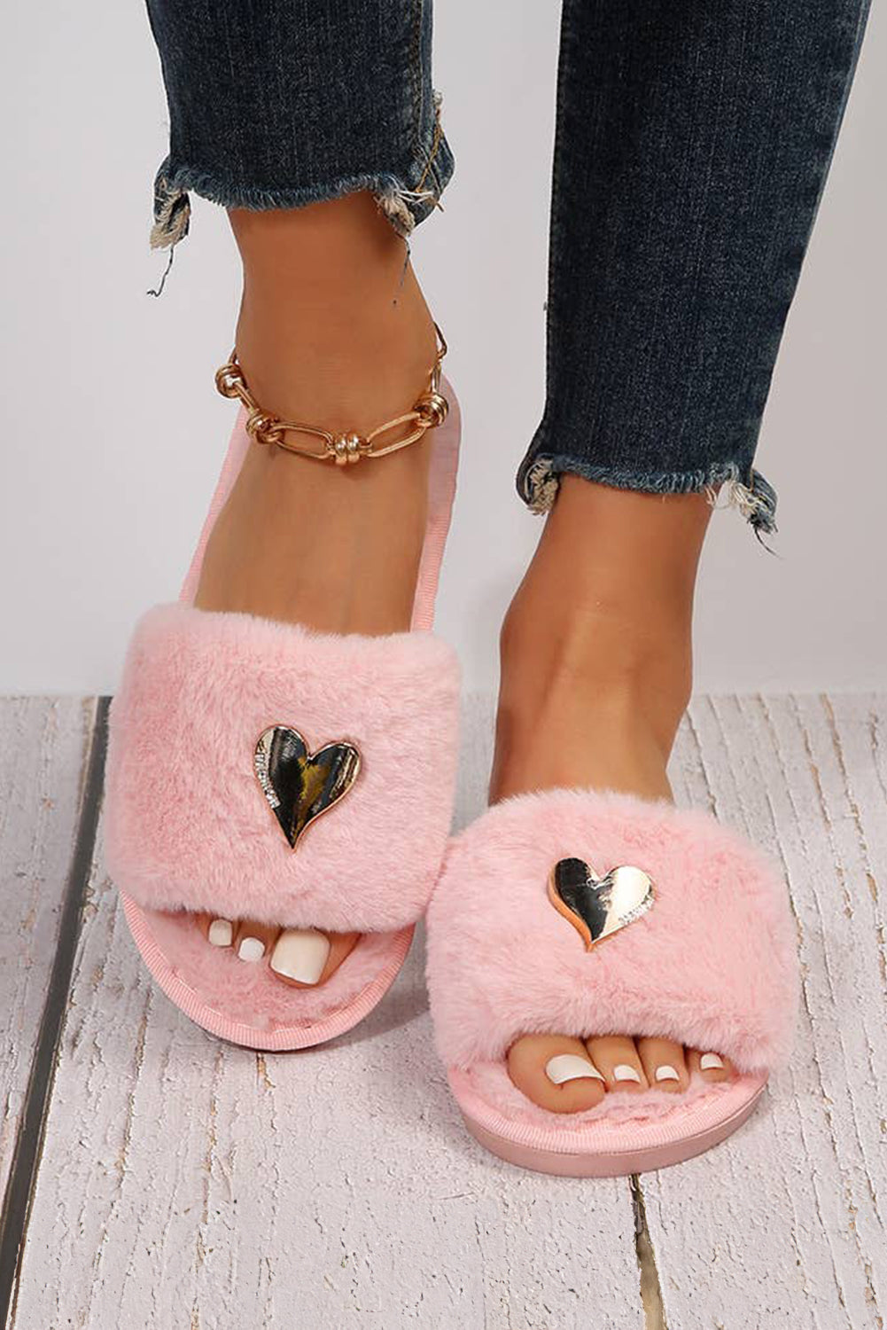 Threaded Pear Alaina Open toe Plush Slippers