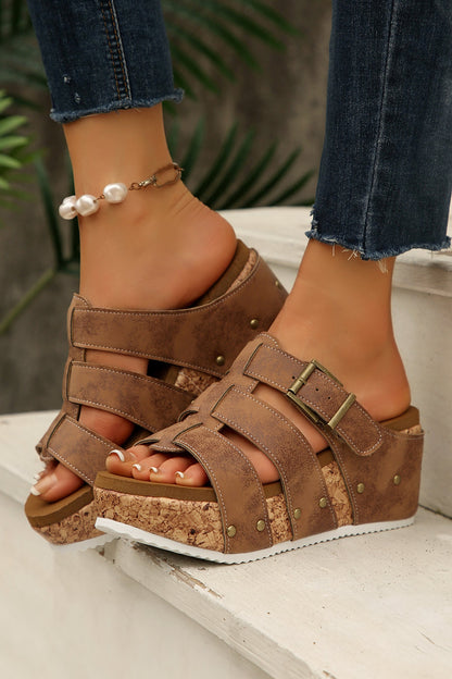 Threaded Pear Melody Cork Wedge Platform Sandals