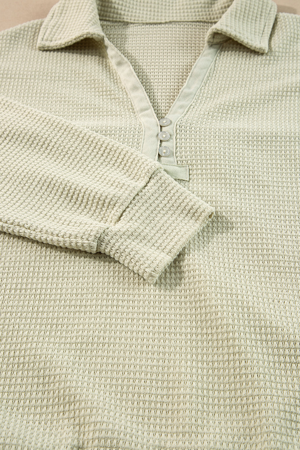 Threaded Pear Dulce Parchment Textured Long Sleeve Lounge Set