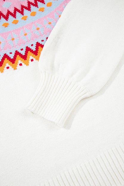 Threaded Pear Avery Print Drop Shoulder Sweater