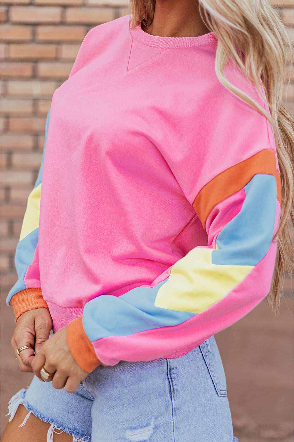 Threaded Pear Veronica Colorblock French Terry Top
