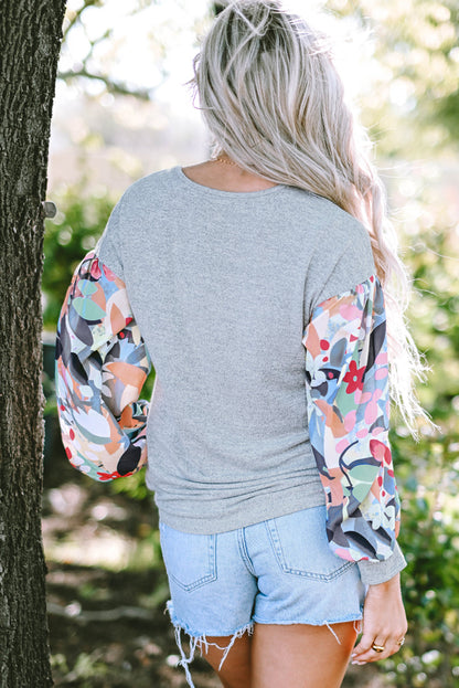Threaded Pear Eleanor Lantern Sleeve Patchwork Top