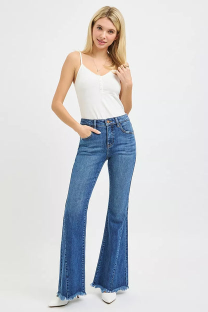 RISEN Mid Rise Flare Side Seam Detailing Jeans
