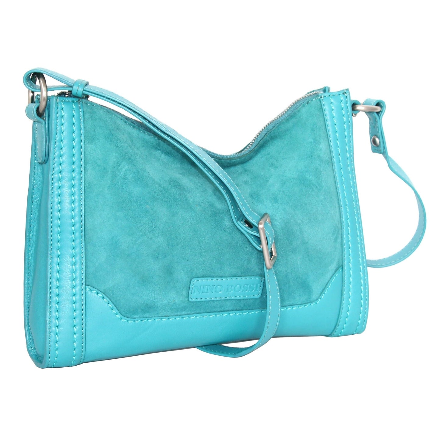 Kitty Cat Leather Crossbody in Turquoise