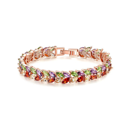 Jewel-tone Crystal & Rose Goldtone Floral Bracelet