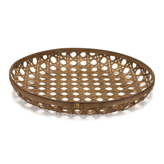 Melrose International Large Round Bamboo Wooden Tray 26"D