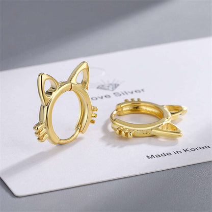 Goldtone Cat-Shape Huggie Earrings