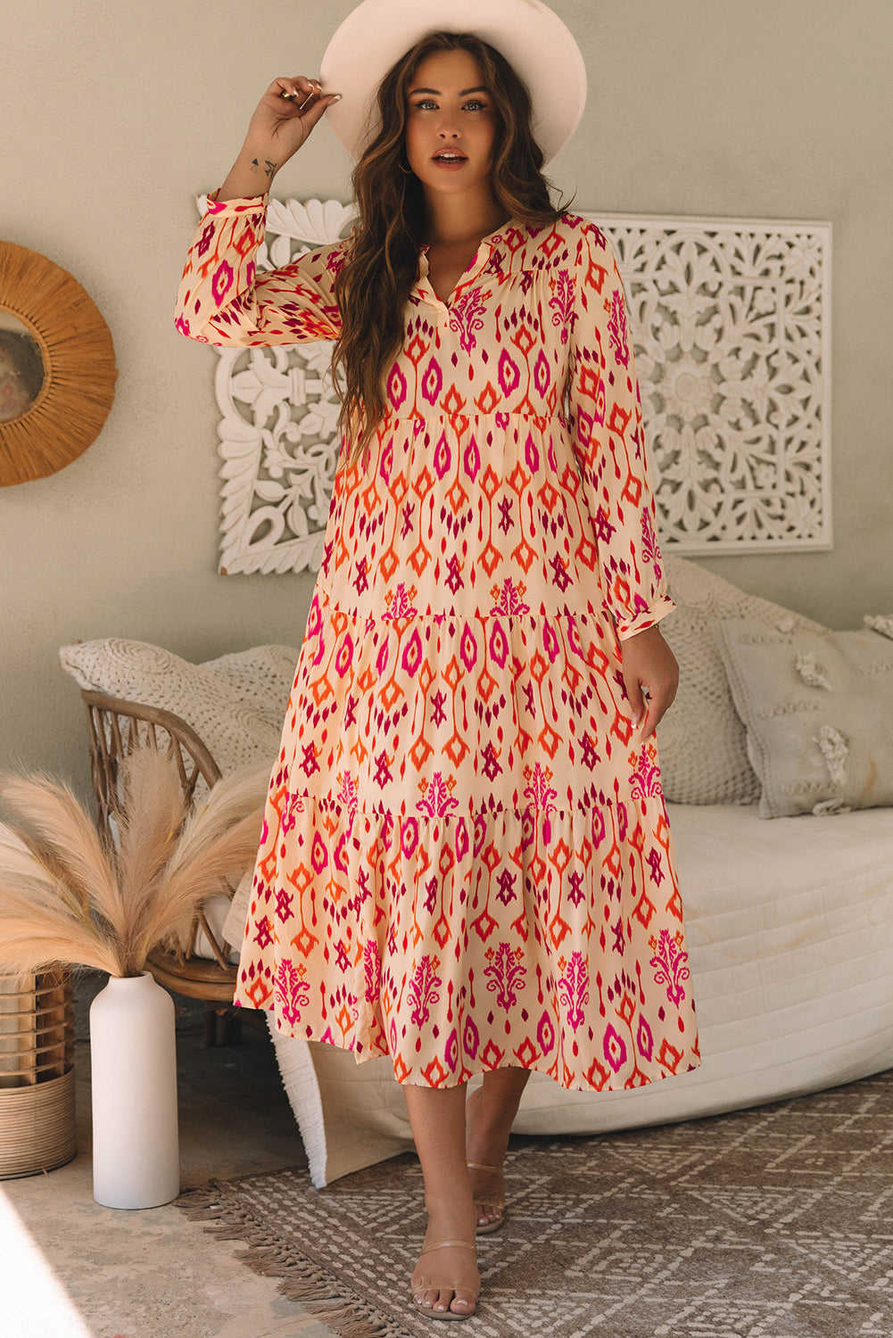 Marjorie Geometric Printed Maxi Dress