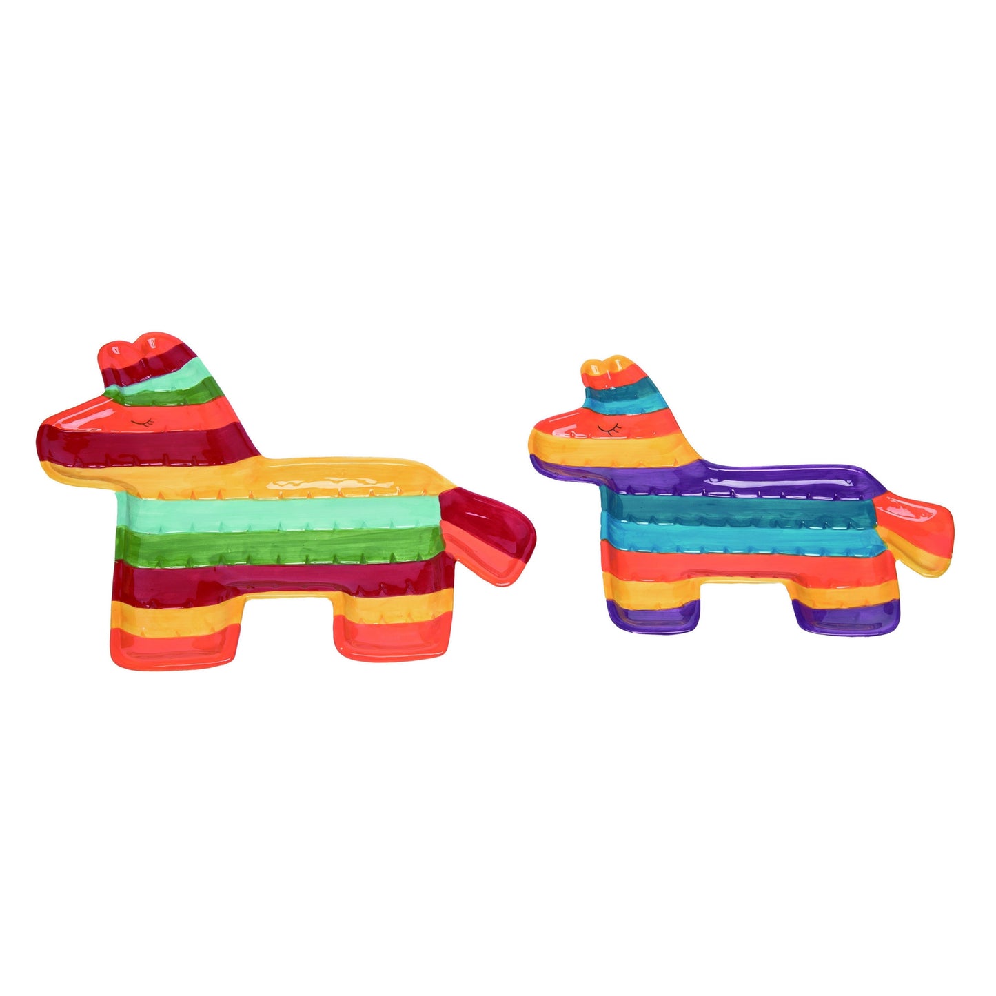 Ceramic 13.5 in Spring Piñata Platter Set of 2 Dolomite Serving Platters for Spring Celebrations