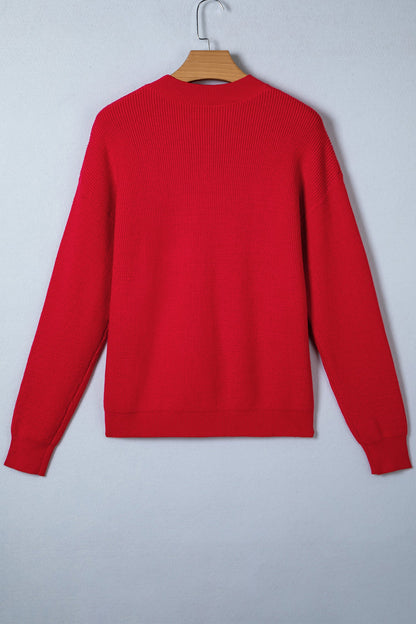 Threaded Pear Arya Embroidered Graphic Ribbed Sweater