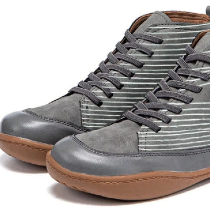 Cat Print Striped Ankle Sneakers
