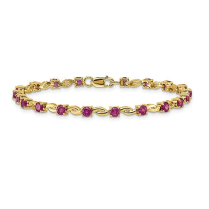 14k Gold Genuine Ruby Bracelet 2.8 Carats