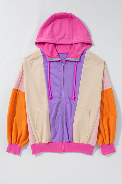 Threaded Pear Remy Patchwork Full Zipped Hoodie